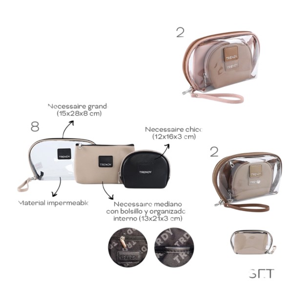 PORTACOSMETICOS TRENDY SET X3